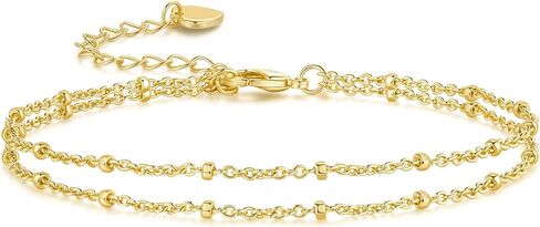 Gold Bracelets for Women 14K Gold Bracelets for Women Beaded Bracelet Two-Strand Structure Trendy Layered Bracelet for Womens in Saudi Arabia