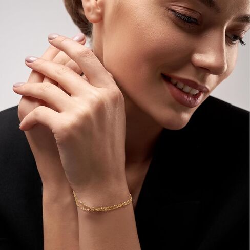 Gold Bracelets for Women 14K Gold Bracelets for Women Beaded Bracelet Two-Strand Structure Trendy Layered Bracelet for Womens in Saudi Arabia