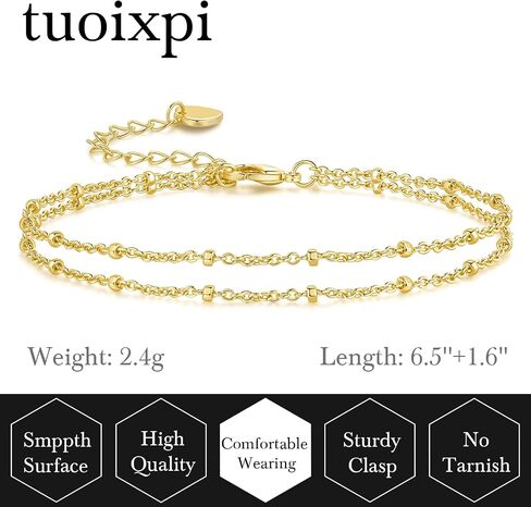 Gold Bracelets for Women 14K Gold Bracelets for Women Beaded Bracelet Two-Strand Structure Trendy Layered Bracelet for Womens in Saudi Arabia