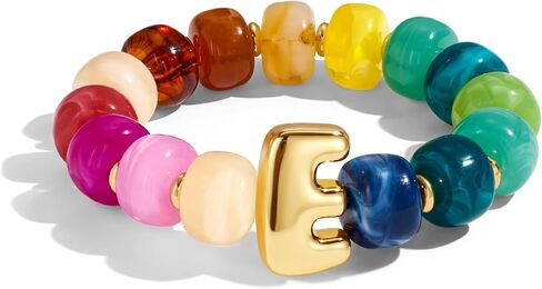 WOWORAMA Colorful Initial Bracelets for Women Rainbow Chunky Beaded Bracelet Stretch Bubble Letter A to Z Bracelet Stackable Acrylic Resin Bracelets Personalized Jewelry in Kuwait