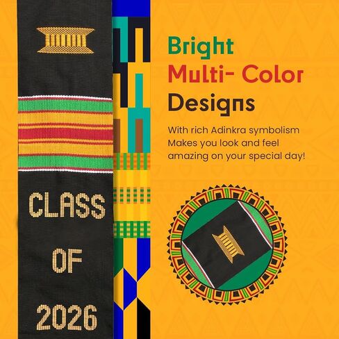 Kwabla's Kente Graduation Stole Class of 2026 | Celebrate Culture with the African Graduation Stole in Kuwait