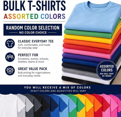 EVERYDAY TEES Value Pack Men's T-Shirts – Bulk Mixed Colors – No Color Choice (Pack of 12) Small to 6XL in Saudi Arabia