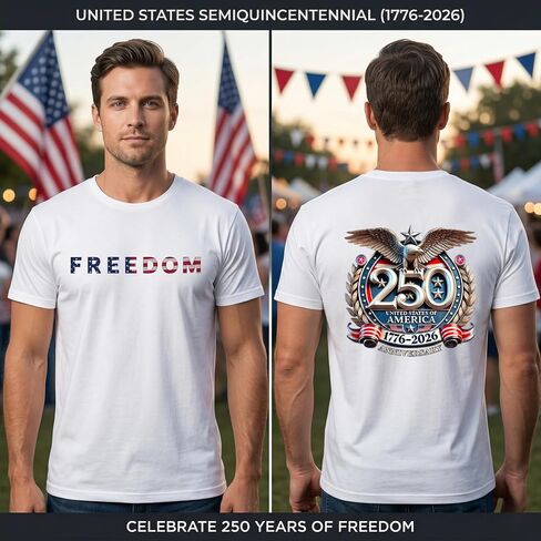 Men Shirts 2026 USA 250th Anniversary Commemorative T-Shirt Semiquincentennial Freedom Graphic Tee in Saudi Arabia