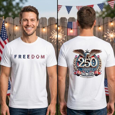 Men Shirts 2026 USA 250th Anniversary Commemorative T-Shirt Semiquincentennial Freedom Graphic Tee in Saudi Arabia