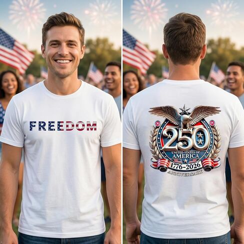 Men Shirts 2026 USA 250th Anniversary Commemorative T-Shirt Semiquincentennial Freedom Graphic Tee in Saudi Arabia