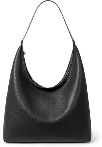 Large Full-Zip Hobo Bag for Women, Soft Vegan Leather Slouchy Shoulder Work Tote, Center Zip Divider, Multiple Pockets Purse in Saudi Arabia