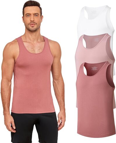 COLORFULLEAF Men's Tank Tops Bamboo Rayon Moisture-Wicking Undershirts Cool Slim Fit Breathable Summer Shirts in Saudi Arabia