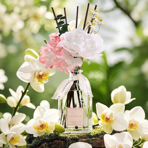 COCORRÍNA Reed Diffuser - Gardenia & Lily 8.5 Fl.oz Flower Reed Diffuser with Sticks, Bedroom Bathroom Shelf Decor (Floral Basket Collection) in Saudi Arabia