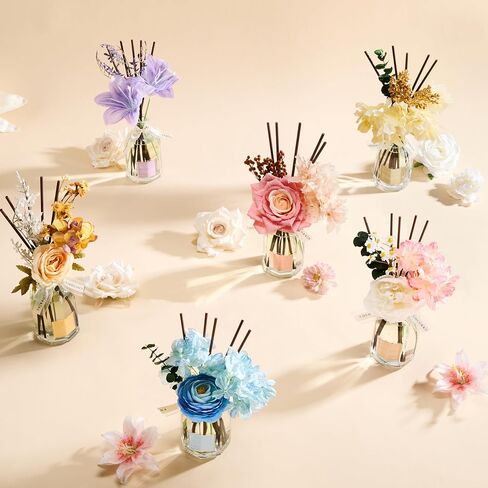 COCORRÍNA Reed Diffuser - Gardenia & Lily 8.5 Fl.oz Flower Reed Diffuser with Sticks, Bedroom Bathroom Shelf Decor (Floral Basket Collection) in Saudi Arabia