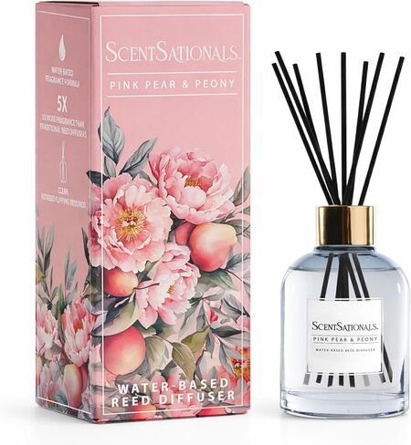 ScentSationals Water-Based Reed Diffuser - Pink Pear & Peony - 5 FL OZ Aromatherapy Reed Diffuser in Kuwait