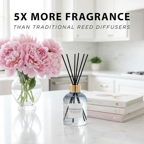 ScentSationals Water-Based Reed Diffuser - Pink Pear & Peony - 5 FL OZ Aromatherapy Reed Diffuser in Kuwait