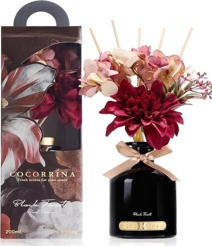 COCORRÍNA Reed Diffuser Set, 6.7oz Flower Reed Diffuser with Sticks,Black Forest Essential Oil, Long Lasting Home Fragrance for Bathroom, Bedroom & Shelf Decor, Aesthetic Gift for Women in Saudi Arabia