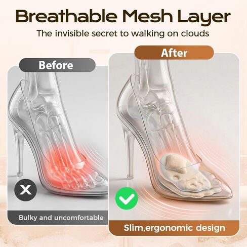 Metatarsal Pads for Women, 2026 New Comfortable Shoe Inserts, Breathable Ball of Foot Pads for Daily Wear,Ball of Foot Cushions Relief and Comfort, Anti-Slip Forefoot Pads for Ladies (6 Pcs) in Saudi Arabia