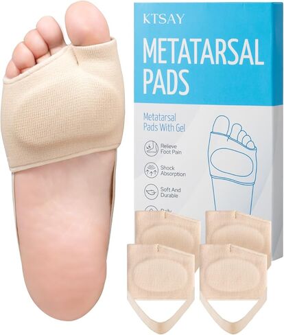 KTSAY 2 Pairs Metatarsal Pads with Gel Pad for Women and Men, Foot Pads for Ball Pain Relief, Morton's Neuroma, Metatarsalgia Support (Beige, Small) in Kuwait