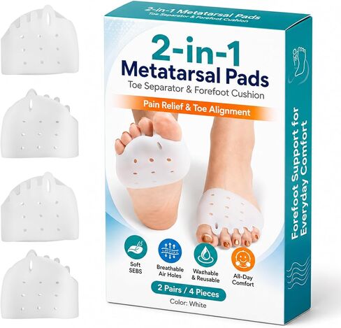 JUMPOW Toe Separators Metatarsal Pads - Gel Toe Spacers Ball of Foot Cushions, Relief Bunion Pain, Metatarsalgia, Mortons Neuroma, Comfort for Man & Woman in Saudi Arabia
