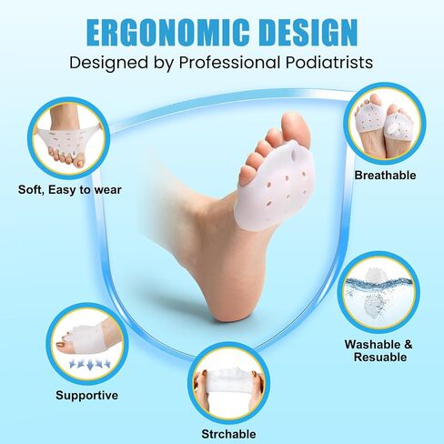 JUMPOW Toe Separators Metatarsal Pads - Gel Toe Spacers Ball of Foot Cushions, Relief Bunion Pain, Metatarsalgia, Mortons Neuroma, Comfort for Man & Woman in Saudi Arabia