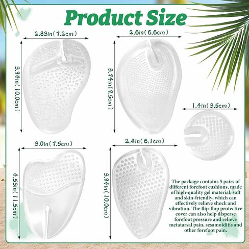 Gel Pads for Thong Sandals Thong Cushions 5 Pairs Between Toe Cushions, Soft Reusable Forefoot Pad No Slip Silicone Shoe Inserts Pad Self Adhesive Ball of Foot Grip Pads in Saudi Arabia