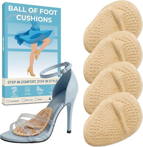 Metatarsal Pads for Women & Men, Ball of Foot Cushions High Heel Inserts, Anti Slip Reusable Gel Foot Pads for Pain Relief, All Day Comfort One Size Fits All for Heels Boots Shoes Sneakers (4, Nude) in Saudi Arabia