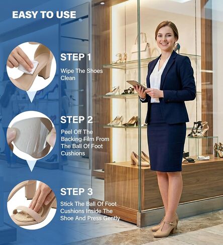 Metatarsal Pads for Women & Men, Ball of Foot Cushions High Heel Inserts, Anti Slip Reusable Gel Foot Pads for Pain Relief, All Day Comfort One Size Fits All for Heels Boots Shoes Sneakers (4, Nude) in Saudi Arabia