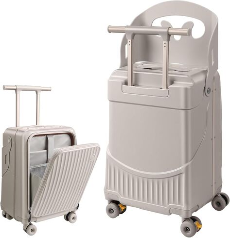 22" Kids Suitcase with Seat and Safety Belt, Ride On Luggage for Boys & Girls, Hardside Suitcase with Phone Holder, Cup Holder & Brake Wheels for Airplane Travel,Pink in Kuwait