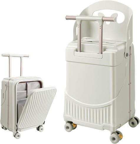 22" Kids Suitcase with Seat and Safety Belt, Ride On Luggage for Boys & Girls, Hardside Suitcase with Phone Holder, Cup Holder & Brake Wheels for Airplane Travel,Pink in Kuwait