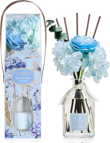 COCORRÍNA Reed Diffuser - Gardenia & Lily 8.5 Fl.oz Flower Reed Diffuser with Sticks, Bedroom Bathroom Shelf Decor (Floral Basket Collection) in Saudi Arabia