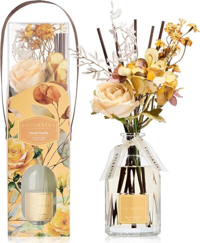 COCORRÍNA Reed Diffuser - Gardenia & Lily 8.5 Fl.oz Flower Reed Diffuser with Sticks, Bedroom Bathroom Shelf Decor (Floral Basket Collection) in Saudi Arabia
