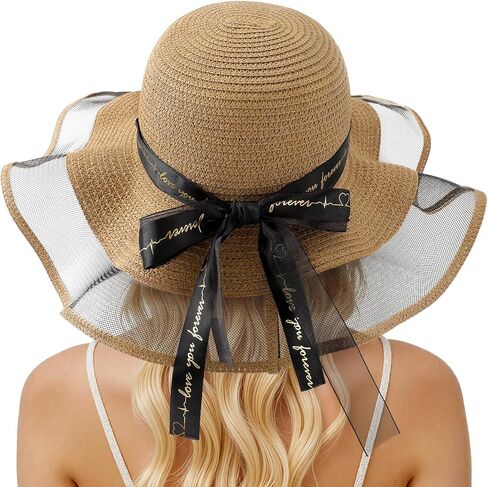 Beach Hats for Women, Wide Brim Sun Straw Hat for Women, Sun Hat UPF 50+ UV Protection in Saudi Arabia