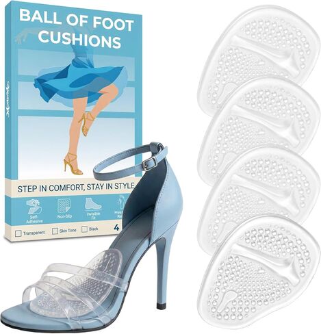 Metatarsal Pads for Women & Men, Ball of Foot Cushions High Heel Inserts, Anti Slip Reusable Gel Foot Pads for Pain Relief, All Day Comfort One Size Fits All for Heels Boots Shoes Sneakers (4, Nude) in Saudi Arabia