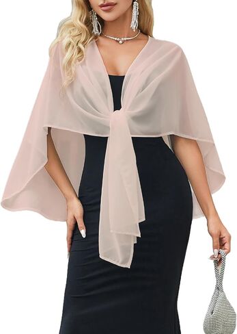 Avidlove Shawl and Wraps Shrug for Evening Dresses Sheer Chiffon Cape Women Elegant Silky Wraps Wedding Scarf Cover Up in Kuwait