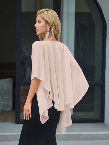 Avidlove Shawl and Wraps Shrug for Evening Dresses Sheer Chiffon Cape Women Elegant Silky Wraps Wedding Scarf Cover Up in Kuwait