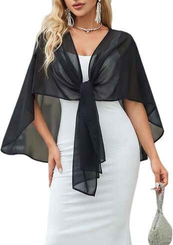 Avidlove Shawl and Wraps Shrug for Evening Dresses Sheer Chiffon Cape Women Elegant Silky Wraps Wedding Scarf Cover Up in Kuwait