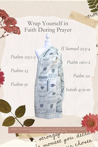Protection Bible Verse Shawl w/Psalm 91 Vintage Scripture Scarf with 7 Bible Verses,100% Cotton in Saudi Arabia