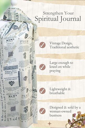 Protection Bible Verse Shawl w/Psalm 91 Vintage Scripture Scarf with 7 Bible Verses,100% Cotton in Saudi Arabia