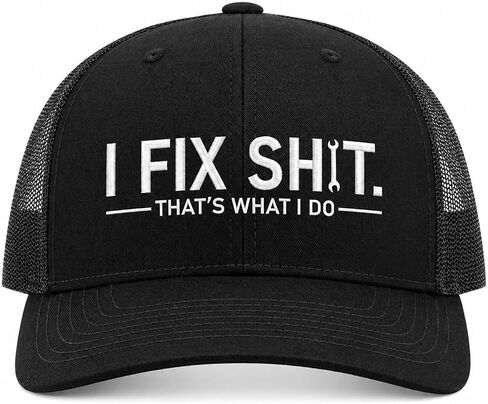 I Fix Shit Hat, I Fix Shit Embroidered Trucker Hats, Funny Mechanic Snapback Hat for Dad, Handyman, Car Guys in Kuwait