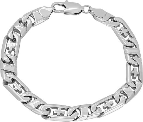 Men's 8.5" Stainless Steel Cross Cuban Link Bracelet - Modern Spirituality Meets Classic Style in Kuwait