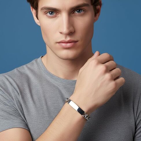 Nautica Curb Chain ID Bracelet for Men Stainless Steel 8 Inches in Saudi Arabia