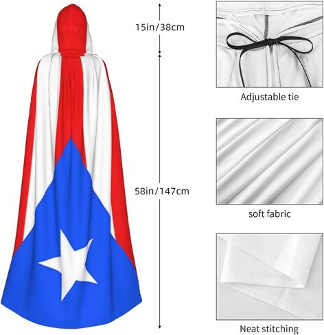 Flag Hooded Cape Cloak for Men Women Halloween Robe Party Cosplay Costume Patriotic Decoration in Saudi Arabia