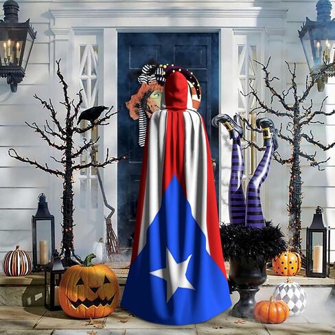 Flag Hooded Cape Cloak for Men Women Halloween Robe Party Cosplay Costume Patriotic Decoration in Saudi Arabia