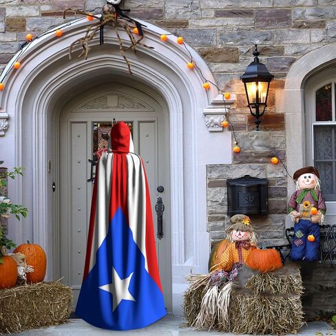 Flag Hooded Cape Cloak for Men Women Halloween Robe Party Cosplay Costume Patriotic Decoration in Saudi Arabia