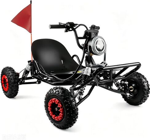 Electric Go Kart, 2000W Motor Go Kart for Adults & Kids with Premium Steel Tubular Frame, 3 Speed Off-Road Kart with 8'' Off-Road Tires, Hydraulic/Rear Disc Brake, Up to 30MPH (Black, Electric) in Saudi Arabia