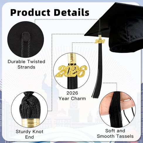 2026 Tassel Graduation, 2 Pcs Black Graduation Tassel 2026, Graduations Tassels with 2026 Year Gold Charms for Grad Cap Hat Accessories Ceremonies Memorial Graduations Party Decorations in Saudi Arabia