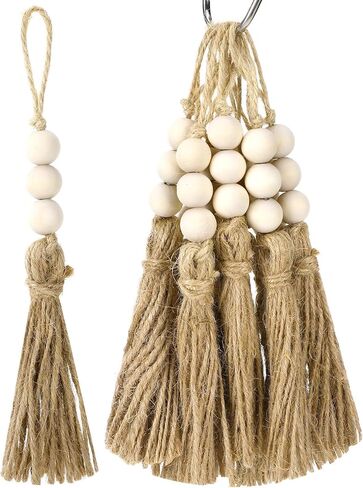 40 Pack Jute Tassels with Wood Beads, Tassels for Crafts, Natural Jute Rope and Wood Bead for Crafts, Bookmark Tassels,Tassels for Decoration​ DIY Craft Garland, Home Wedding Party Boho Decor in Saudi Arabia