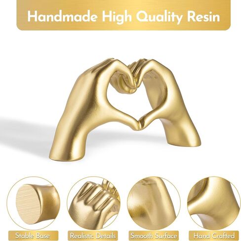 Gold Decor Living Room – Mini Small Heart Hands Sculpture – Shelf Decor Aesthetic – Cute Home Accent Table & Shelves – Love Statue - Gifts Girlfriend, Wife, Women, Teen Girls, Valentine (Gold, Mini) in Kuwait