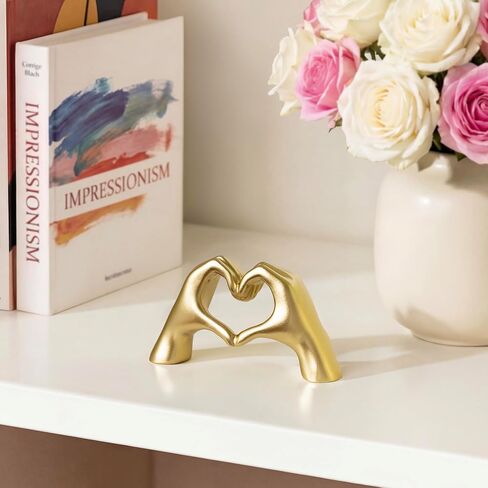 Gold Decor Living Room – Mini Small Heart Hands Sculpture – Shelf Decor Aesthetic – Cute Home Accent Table & Shelves – Love Statue - Gifts Girlfriend, Wife, Women, Teen Girls, Valentine (Gold, Mini) in Kuwait