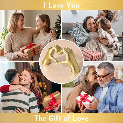 Gold Decor Living Room – Mini Small Heart Hands Sculpture – Shelf Decor Aesthetic – Cute Home Accent Table & Shelves – Love Statue - Gifts Girlfriend, Wife, Women, Teen Girls, Valentine (Gold, Mini) in Kuwait