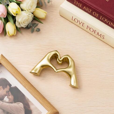 Gold Decor Living Room – Mini Small Heart Hands Sculpture – Shelf Decor Aesthetic – Cute Home Accent Table & Shelves – Love Statue - Gifts Girlfriend, Wife, Women, Teen Girls, Valentine (Gold, Mini) in Kuwait