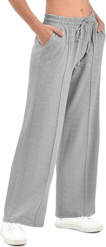 SINOPHANT Women's Wide Leg Sweatpants – High Waisted Baggy Lounge Pants with Pockets Soft Stretchy Fabric Sizes XS-XL in Saudi Arabia