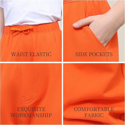 Kids Cotton Sweatpants Boys Soft Casual Straight Leg Athletic Pants with Drawstring and Pockets in Kuwait