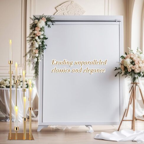Baquler 2 Pcs 8 Arms Wedding Candelabras, 41.5" Tall Cluster Acrylic Candle Holders Floor Standing Candelabra Centerpieces with Clear Acrylic Shades for Flameless Candle (Gold) in Kuwait